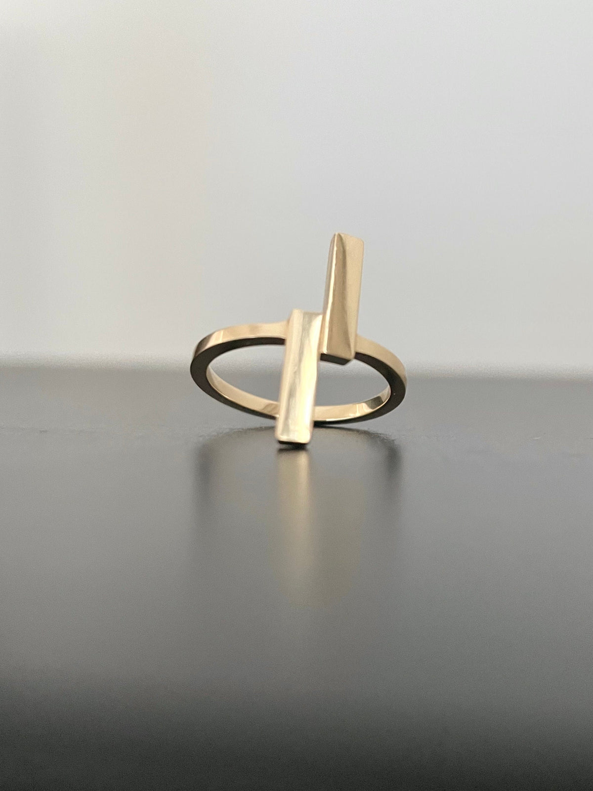 Gold double bar on sale ring